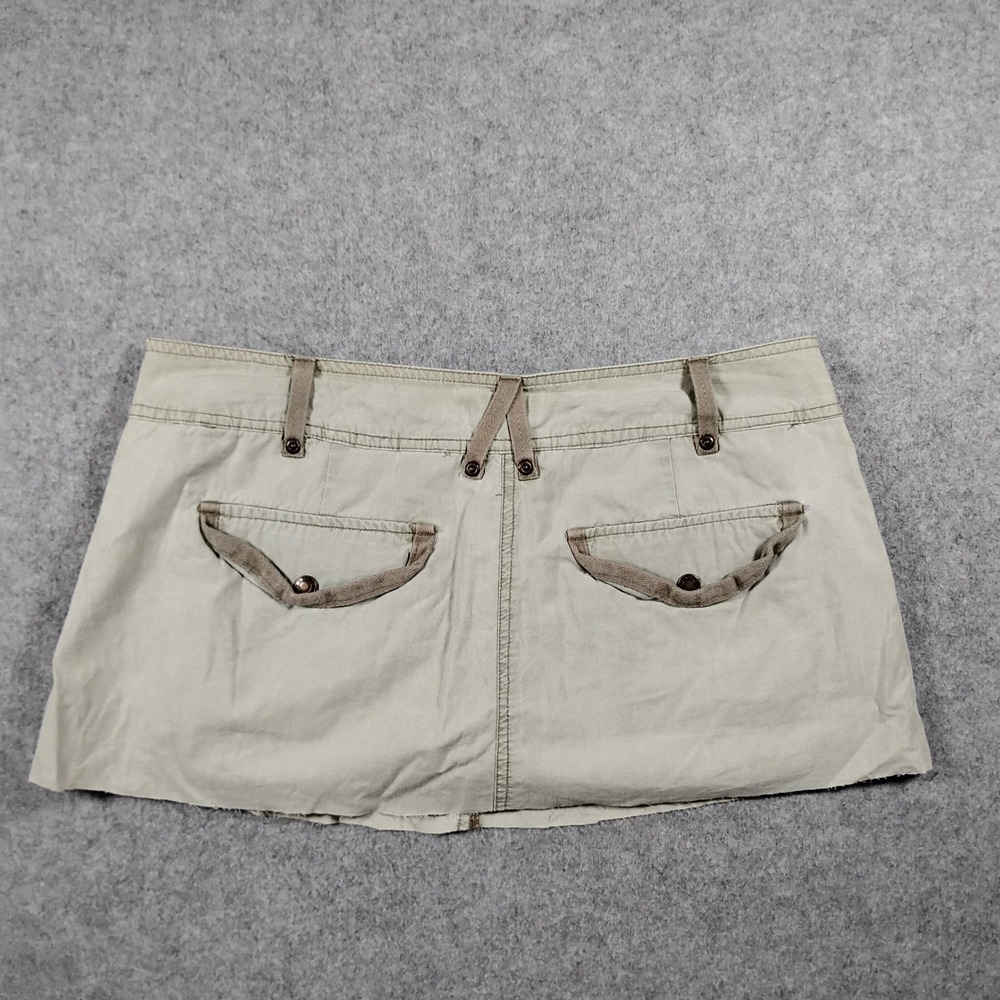 Faded Glory Y2K Women Beige Khaki Cotton Cargo Mini Skirt Size 10 Casual Pockets - Picture 6 of 7